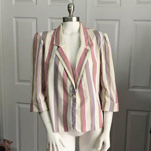 Vintage John's Girl Inc. 80s Pastel Striped Blazer